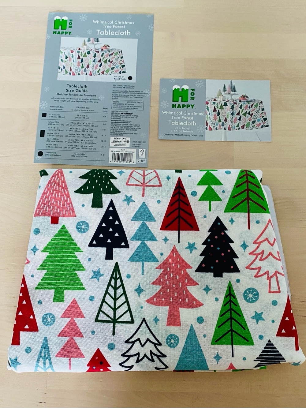 Happy Tablecloth Whimsical Tree Forest Tablecloth - Multicolor Christmas Trees
